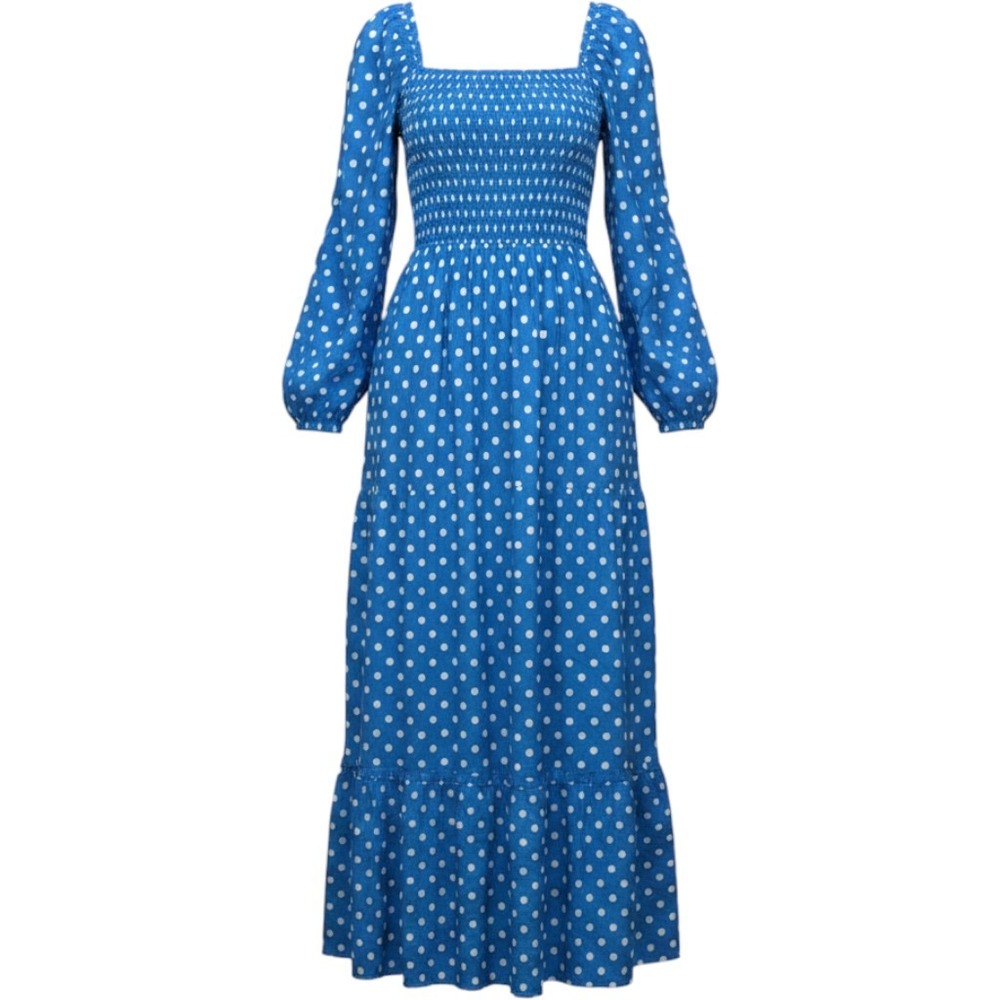 Dolan Maxi Dress Polka Dot Smocked Puff Sleeve Cottagecore Whimsical Prairie XS